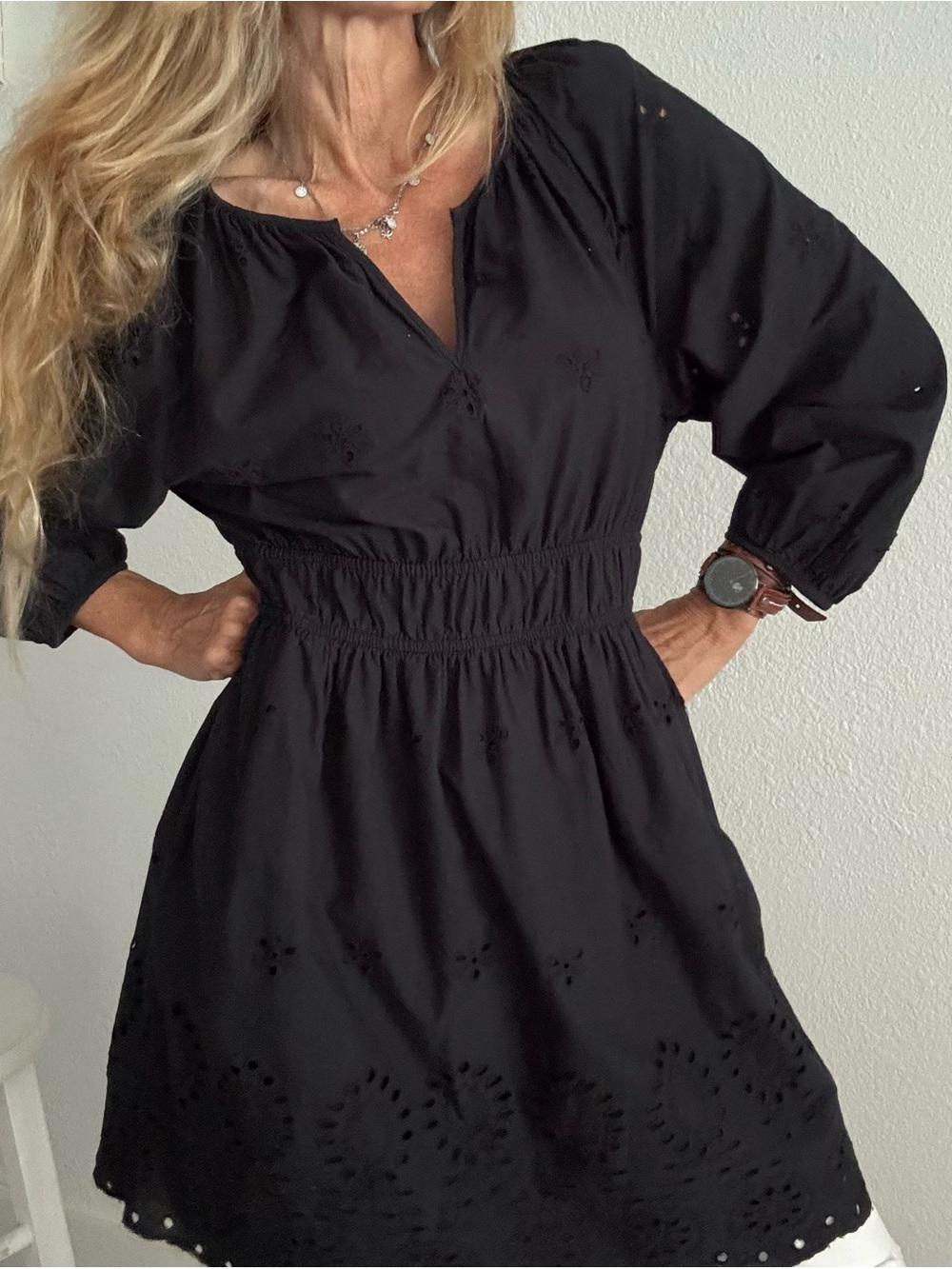 Universal Thread Black A-Line Navy Cotton Dress M